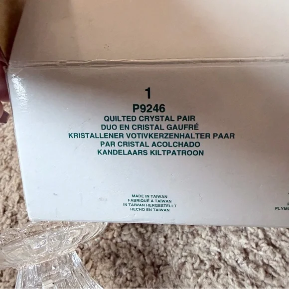 Vintage PartyLite Quilted Crystal Votive or Taper Candle Holder Pair P9246 - Picture 6 of 8